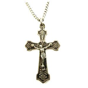 Elegant Silver Cross Pendant Necklace